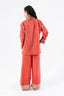 Elegant Coral Embroidered Pant Set