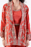 Elegant Coral Embroidered Pant Set
