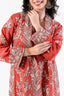 Elegant Coral Embroidered Pant Set