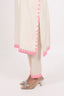 Cream Stitched Kurti Set With Pink Thread Embroidery