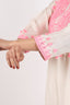 Cream Stitched Kurti Set With Pink Thread Embroidery