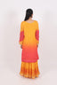 Sunset Orange Printed Stitched Chinnon Sharara Set With Silver Embroidered Details