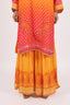 Sunset Orange Printed Stitched Chinnon Sharara Set With Silver Embroidered Details
