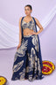 Foil Floral Plazzo Set With Cape