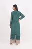 Bottle Green Heavy Thread Embroidred Stitched Sharara Set With Heavy Border Work