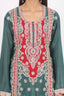 Bottle Green Heavy Thread Embroidred Stitched Sharara Set With Heavy Border Work