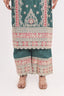 Bottle Green Heavy Thread Embroidred Stitched Sharara Set With Heavy Border Work