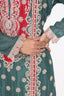 Bottle Green Heavy Thread Embroidred Stitched Sharara Set With Heavy Border Work