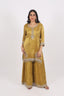 Golden Stitched Sharara Set With Heavy Embroidery Details