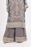 Grey Heavy Thread Floral Embroidered Stitched Sharara Set