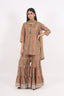 Dust Brown Color Floral Printed Work Stitched Sharara Set