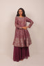 Zari Work Peplum Style Kurta with Plain Sharara