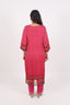 A-Line Style Rani Pink Stitched Organza Suit Set With Floral And Mirror Work Details
