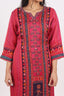 A-Line Style Rani Pink Stitched Organza Suit Set With Floral And Mirror Work Details