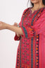 A-Line Style Rani Pink Stitched Organza Suit Set With Floral And Mirror Work Details