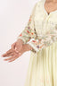 Light Yellow Stitched Long Anarkali Set With Floral Printed Sleeves