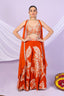 Foil Floral Plazzo Set With Cape