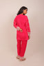 Hot Pink Center Split Chinon Embroidered Cord-Set