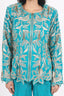 Sea-Blue Golden Thread Embroidered Short Kurti With Flared Pants