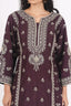 A-Line Style Wine Color Heavy Thread Embroidered Stitched Suit Set