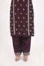 A-Line Style Wine Color Heavy Thread Embroidered Stitched Suit Set