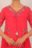 Tango Pink Embroidered Kurta With Dhoti Style Pants