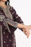 A-Line Style Wine Color Heavy Thread Embroidered Stitched Suit Set