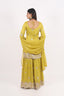 Yellow Color Heavy Thread Embroidered Stitched Short Kurti With Sharara