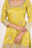 Yellow Color Heavy Thread Embroidered Stitched Short Kurti With Sharara