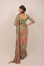 Floral Printed Chinon Drape Saree with Embroidered Blouse