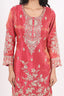 Rust Color Heavy Thread Embroidered Stitched Sharara Set