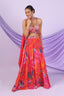 Multi Color Floral Print Plazzo Set with Chokar Dupatta
