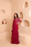 Heavy Embroidery Ruffle Drape Stitched Georgette Saree