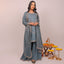 Grey Color Stitched Chanderi Suit