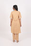 Biege Color Stitched Cotton Suit Set With Shell Work