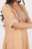 Biege Color Stitched Cotton Suit Set With Shell Work