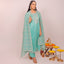 Sea Blue Color Semi Stitched Chanderi Suit