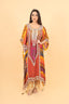 Gotta Patti Work With Floral Print Kaftan Set