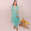 Sea Blue Color Semi Stitched Chanderi Suit