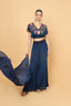 Floral Embroidered  Crop-Top Palazzo Set With Scarf
