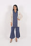 Denim Embroidery Stitched Cord-Set With Crosia Net Fabric
