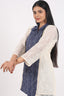 Denim Embroidery Stitched Cord-Set With Crosia Net Fabric