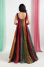 Striped Anarkali Set with Red Dupatta