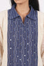 Denim Embroidery Stitched Cord-Set With Crosia Net Fabric