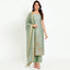 Sea Green Color Unstitched Tissue Suit