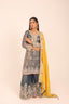 Teal Blue Color Heavy Embroidered With Silver Strike Georgette Tissue Stitched Gharara Set