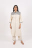 Biege Collar Stitched Cord-Set With Embroidery Details