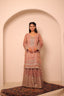 Blush Pink Color Embroidery Stitched Sharara Set