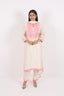 Cream Stitched Kurti Set With Pink Thread Embroidery