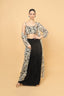 Black Crop Top & Dhoti Skirt Style With Printed Cape